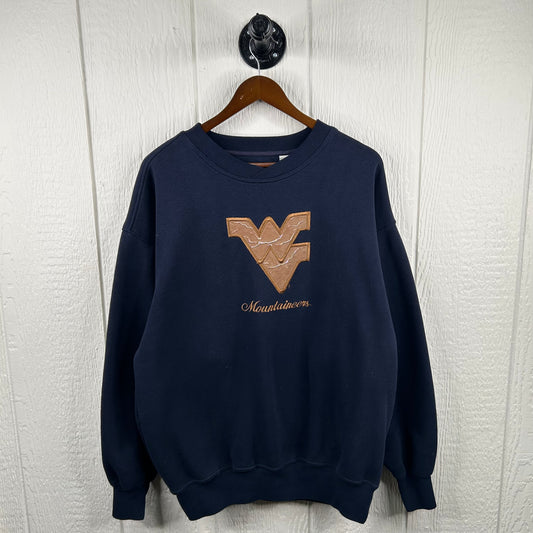 Vintage 90's Flying WV Leather Logo Crewneck (L)