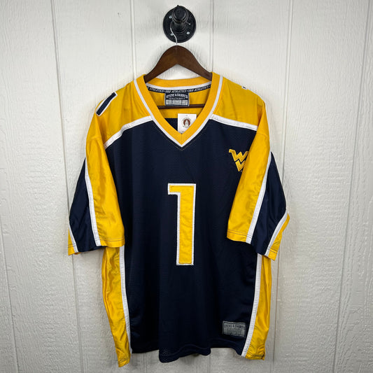 Vintage y2k WVU Number 1 Gold & Navy Jersey (XXL)