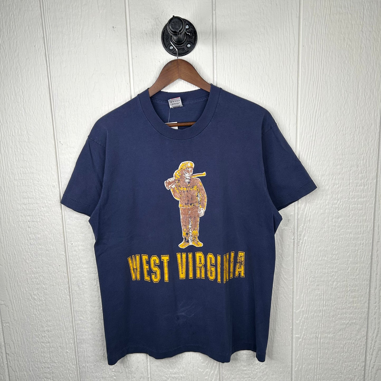 Vintage 80's West Virginia Mountaineer Double-Sided Graphic Tee (L)
