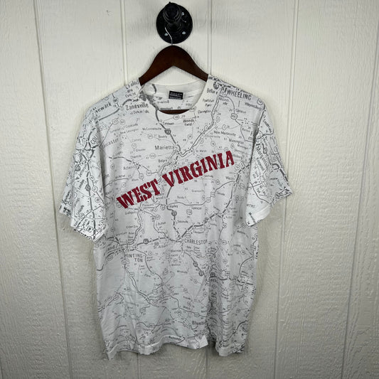 Vintage 90's West Virginia All Over Print Road Map Tee (XL)