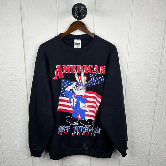 Vintage Rare 1995 'American By Birth, West Virginian By Choice' Bugs Bunny Crewneck (XXL)