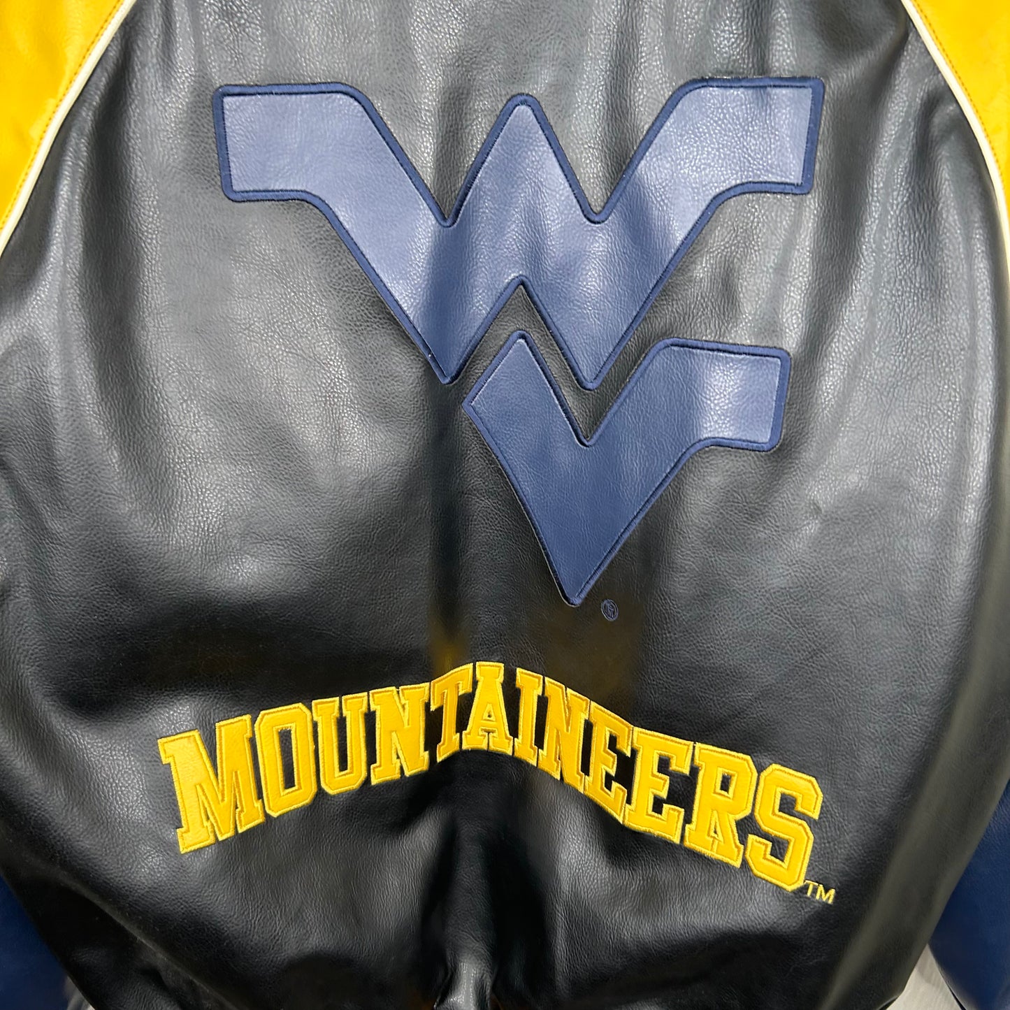 Y2K WVU Mountaineers Leather Bomber Jacket (L)
