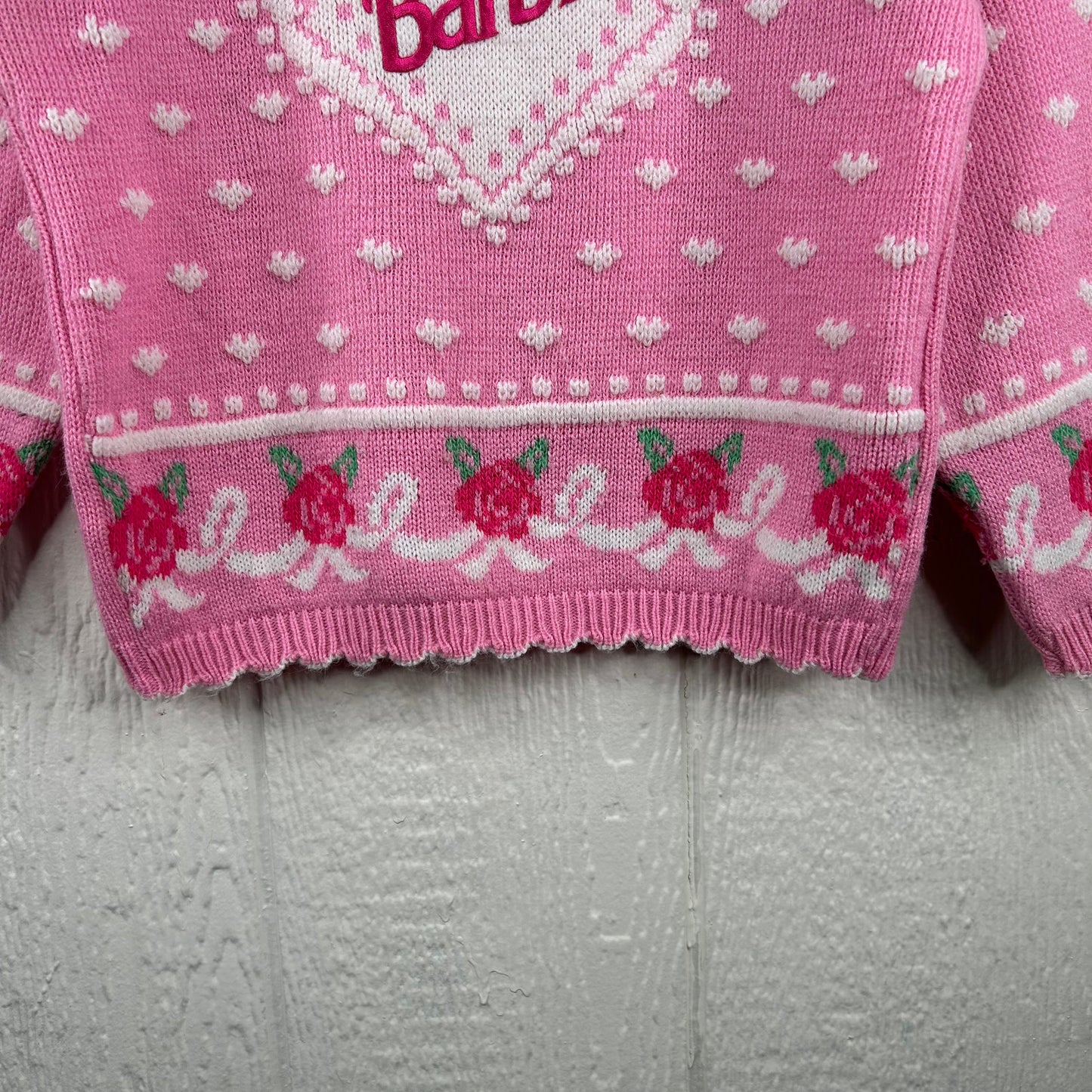 Vintage 80's Barbie Knit Pink Sweater (XS)