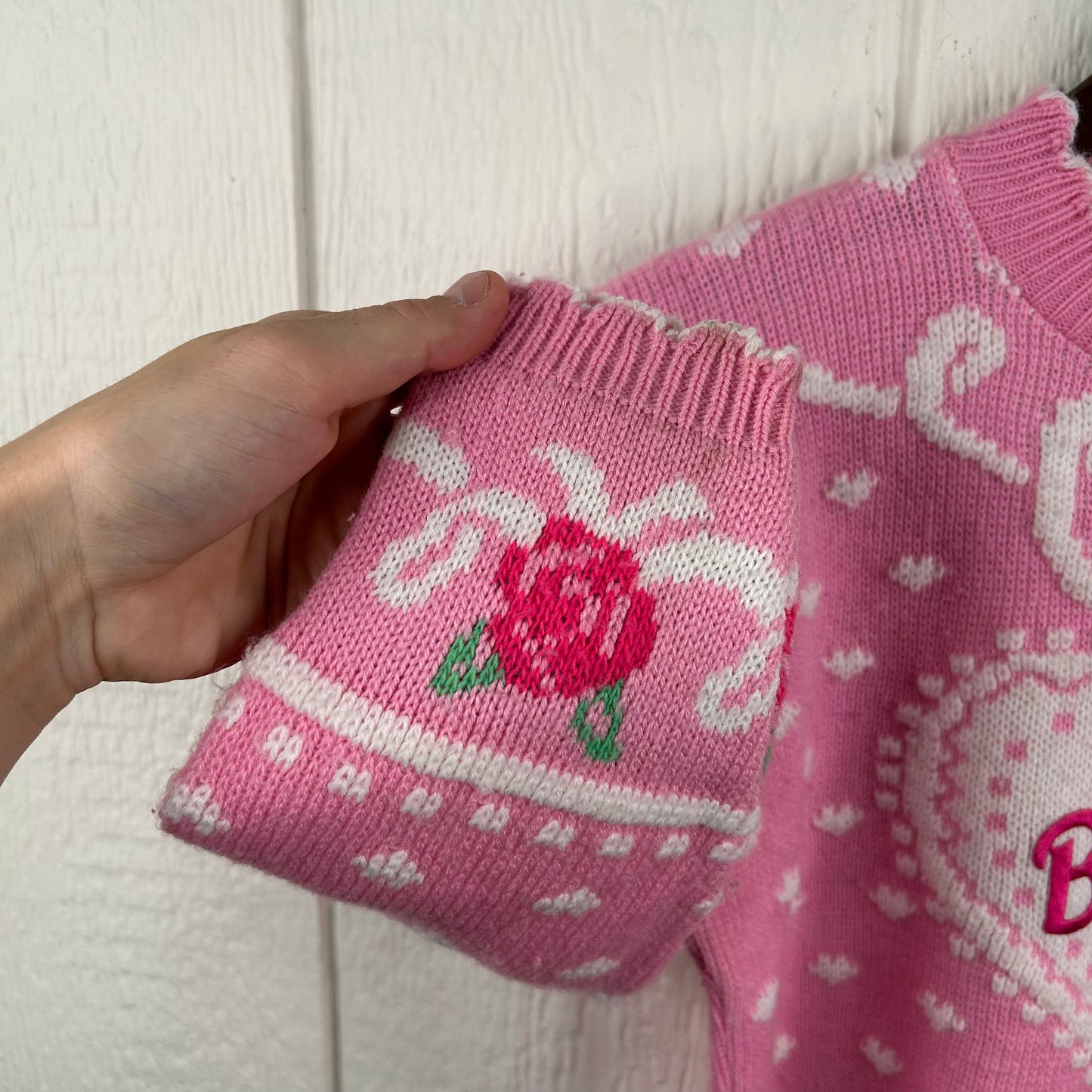 Vintage 80's Barbie Knit Pink Sweater (XS)