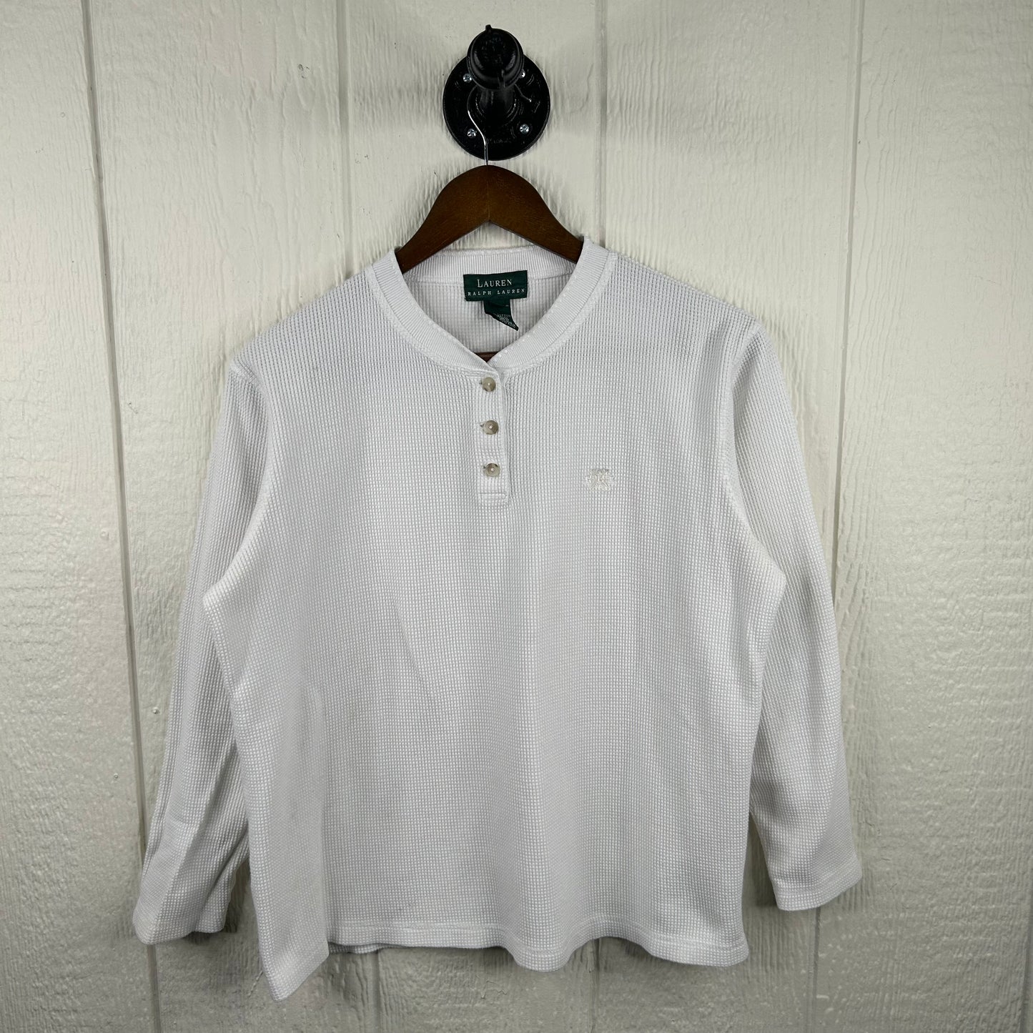 Vintage Ralph Lauren White Thermal Long Sleeve (M)