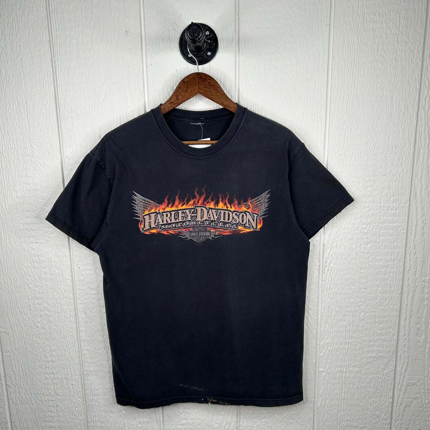 Vintage 90's Harley Davidson Kansas Flames Graphic Tee (L)
