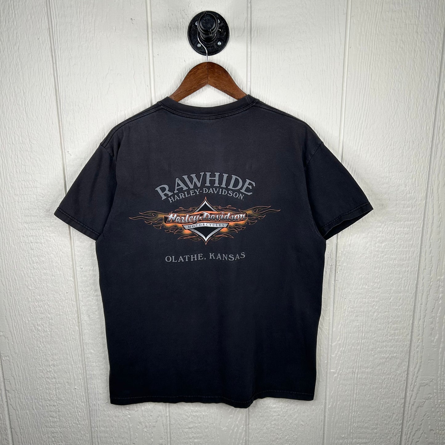 Vintage 90's Harley Davidson Kansas Flames Graphic Tee (L)