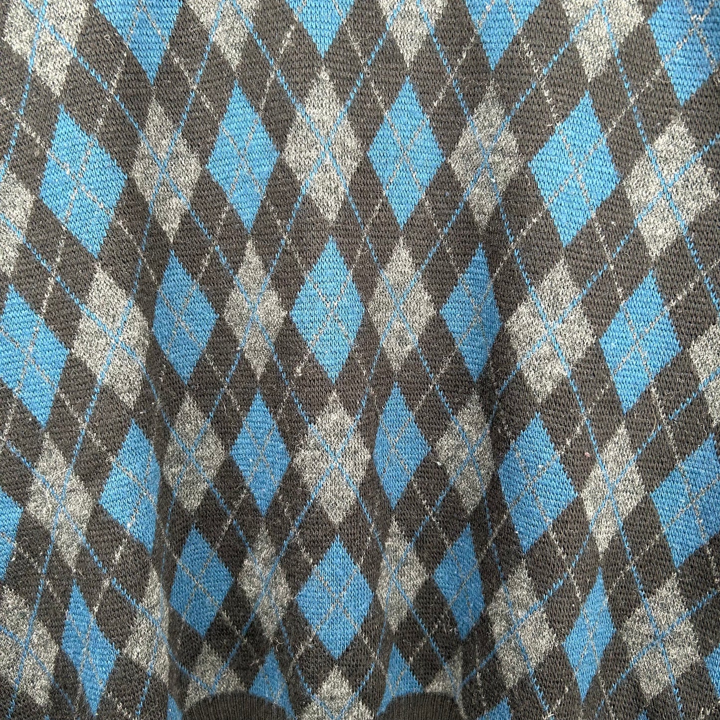 Y2K Wool and Acrylic Diamond Pattern Sweater (M)