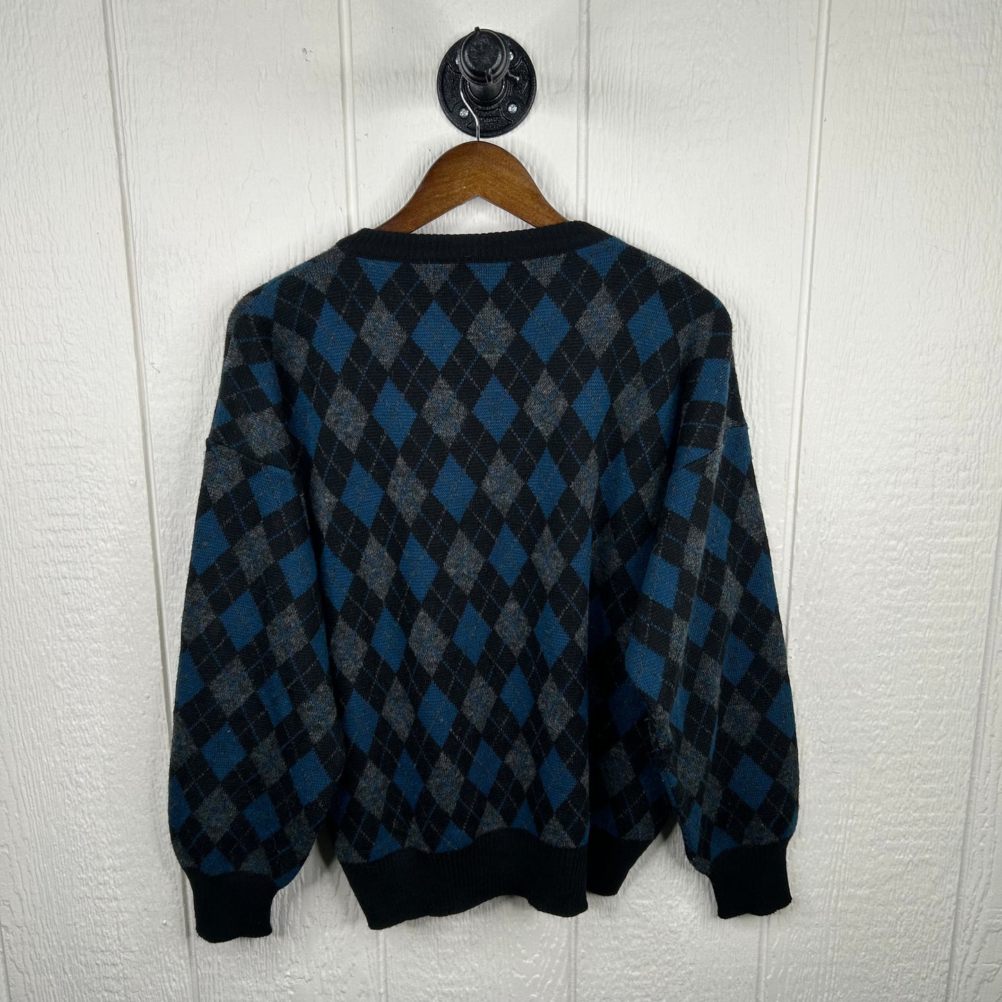 Y2K Wool and Acrylic Diamond Pattern Sweater (M)