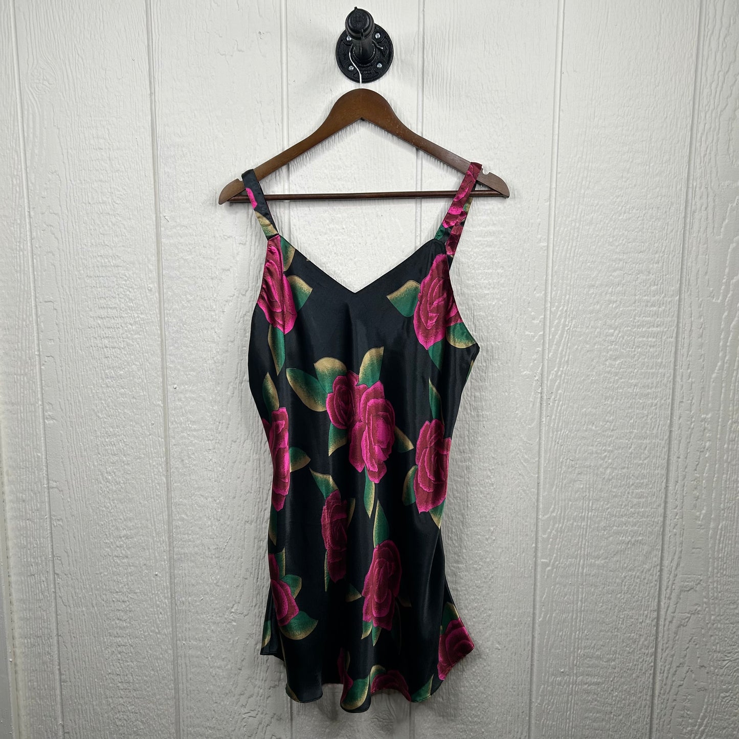 Vintage 90's Pink Rose Silk Dress & Robe Set (L)