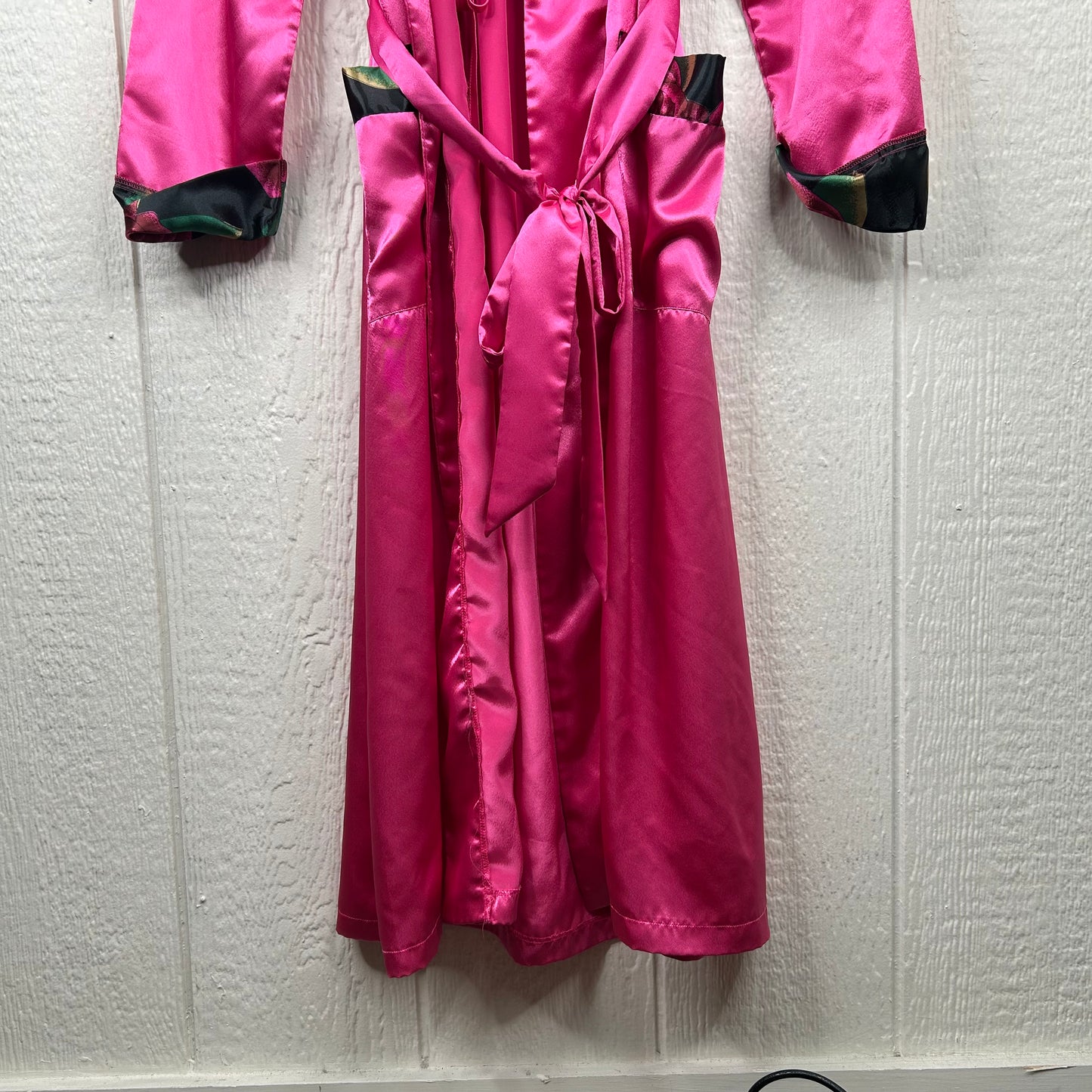 Vintage 90's Pink Rose Silk Dress & Robe Set (L)