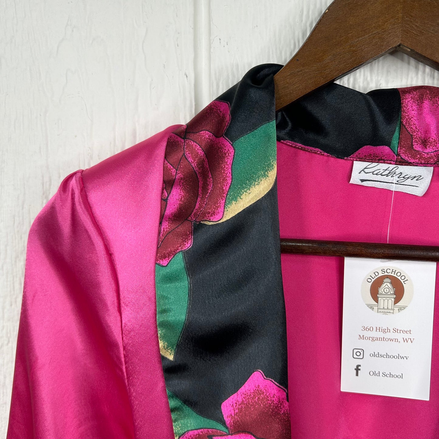 Vintage 90's Pink Rose Silk Dress & Robe Set (L)