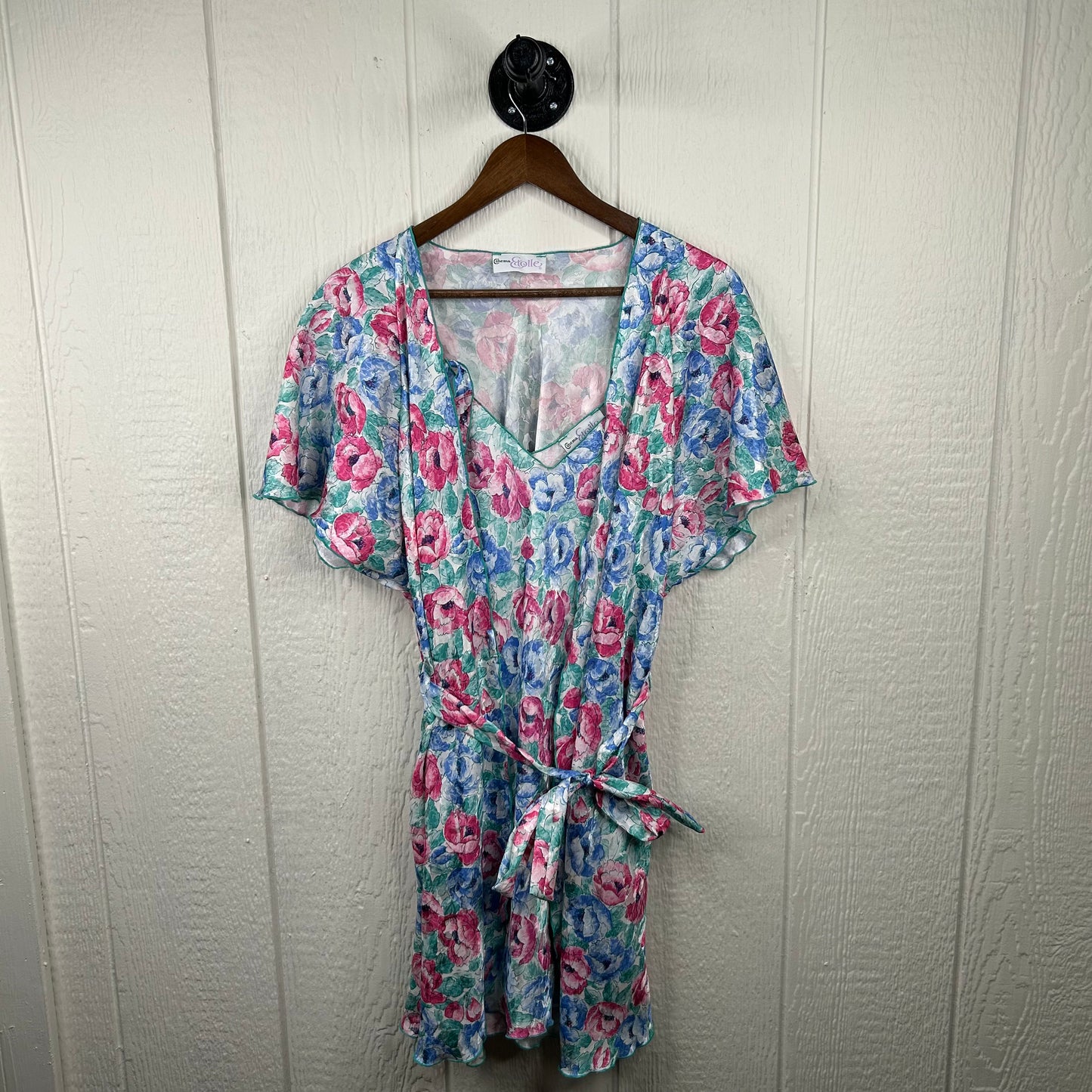 Vintage 80's Floral Dress & Robe Set (S)