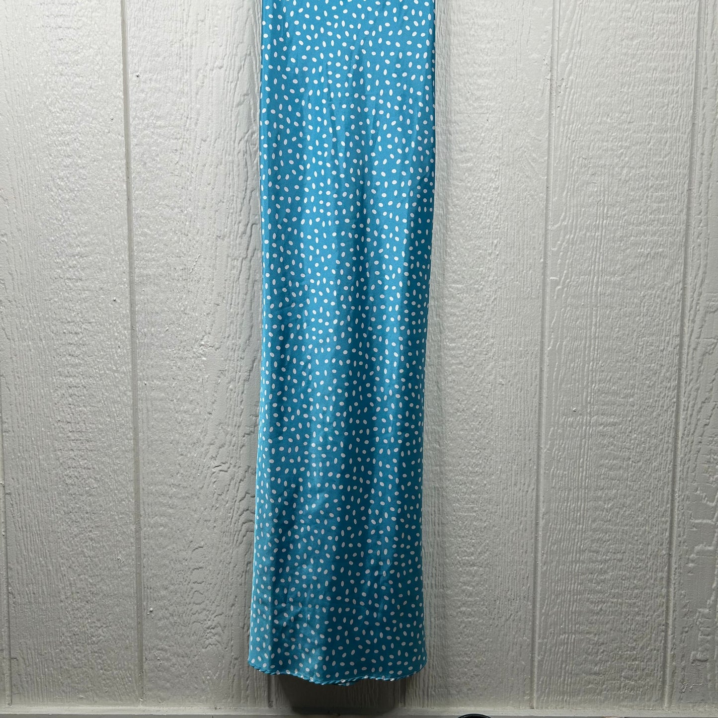 Vintage 80's Blue Polka Dot Full Length Silk Dress & Robe Set (S)