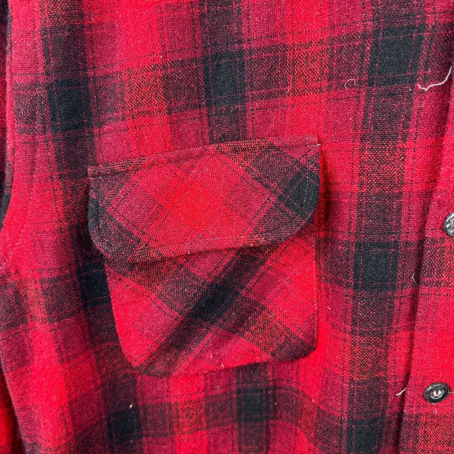Vintage 80's Sears Plaid Wool Button-Up Flannel (S)