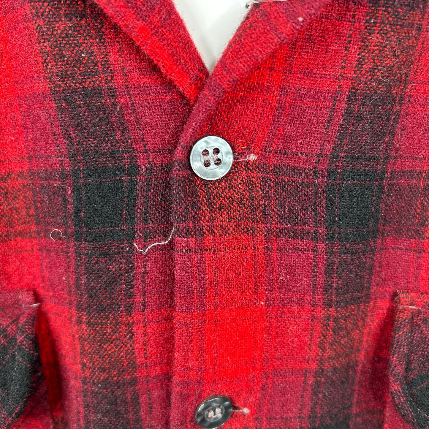 Vintage 80's Sears Plaid Wool Button-Up Flannel (S)