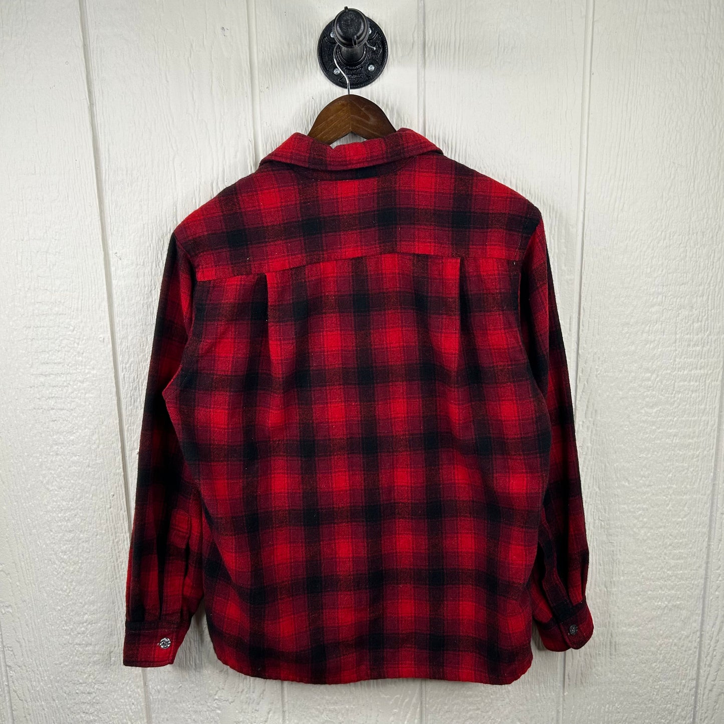 Vintage 80's Sears Plaid Wool Button-Up Flannel (S)