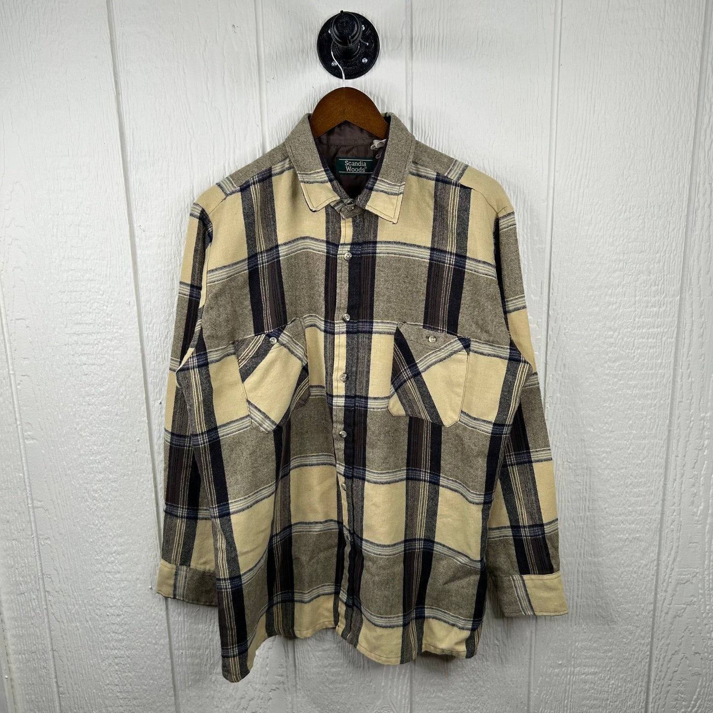 Vintage 90's Yellow Plaid Button-Up Flannel (XL)