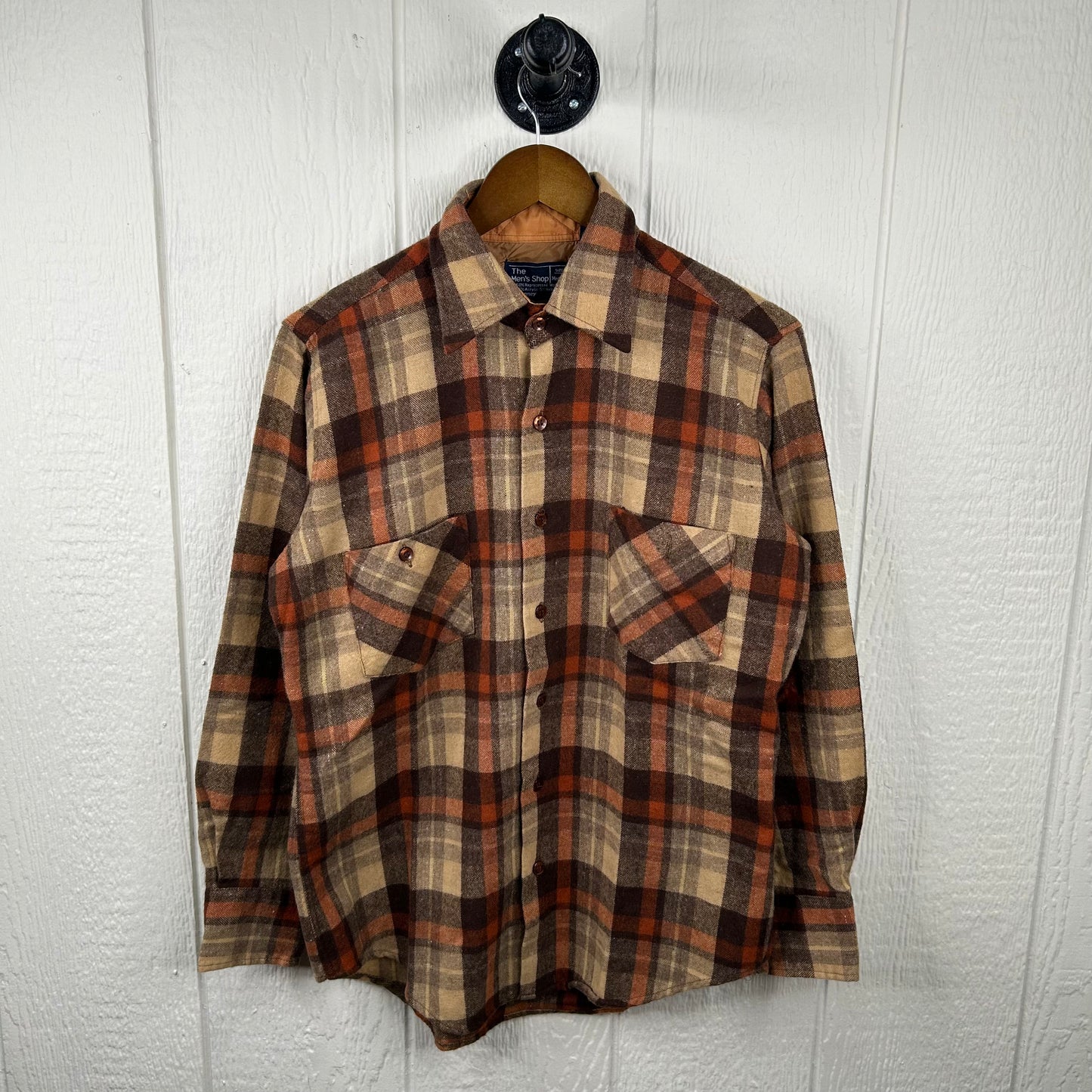 Vintage 80's JcPenny Neutral Plaid Button-Up Flannel (M)