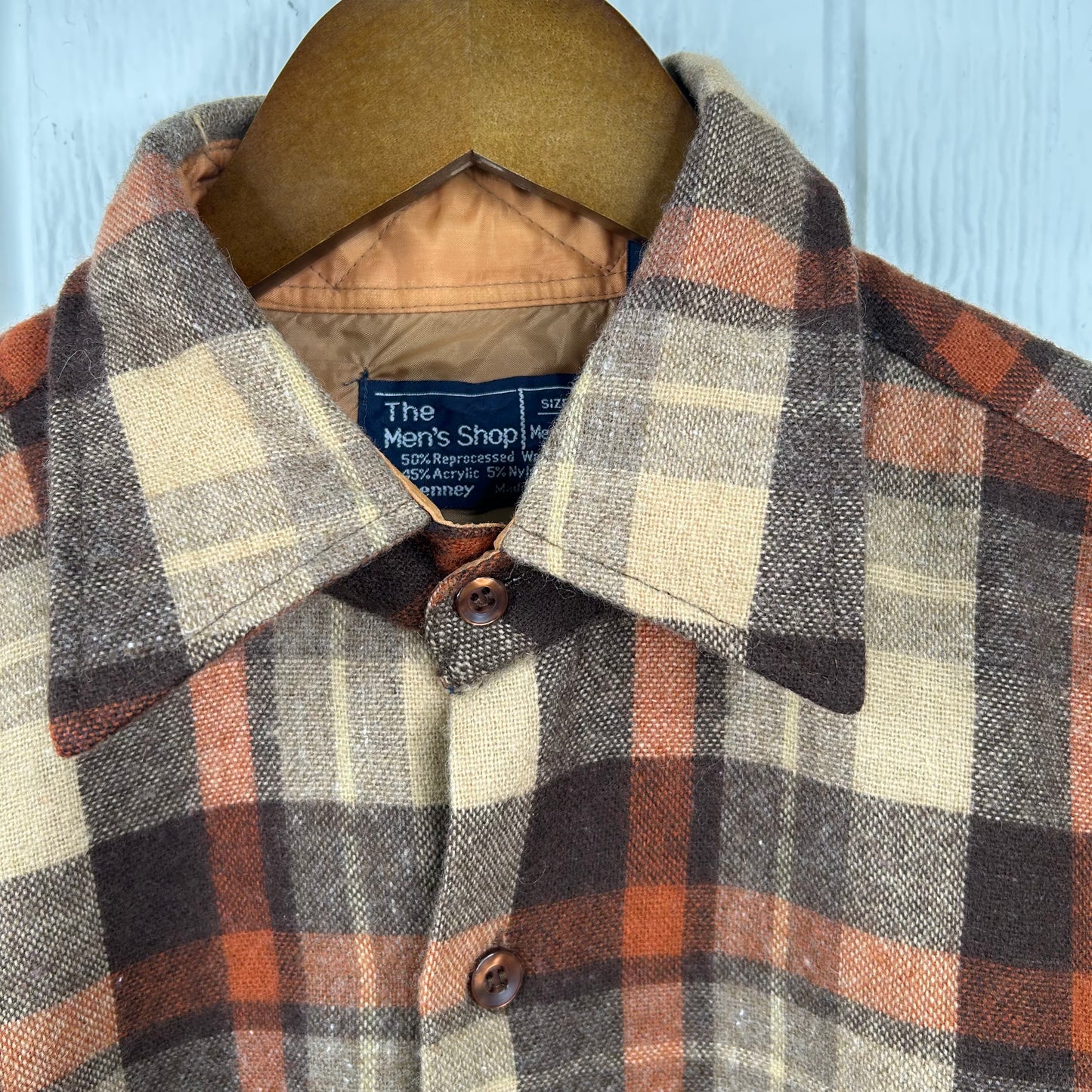 Vintage 80's JcPenny Neutral Plaid Button-Up Flannel (M)