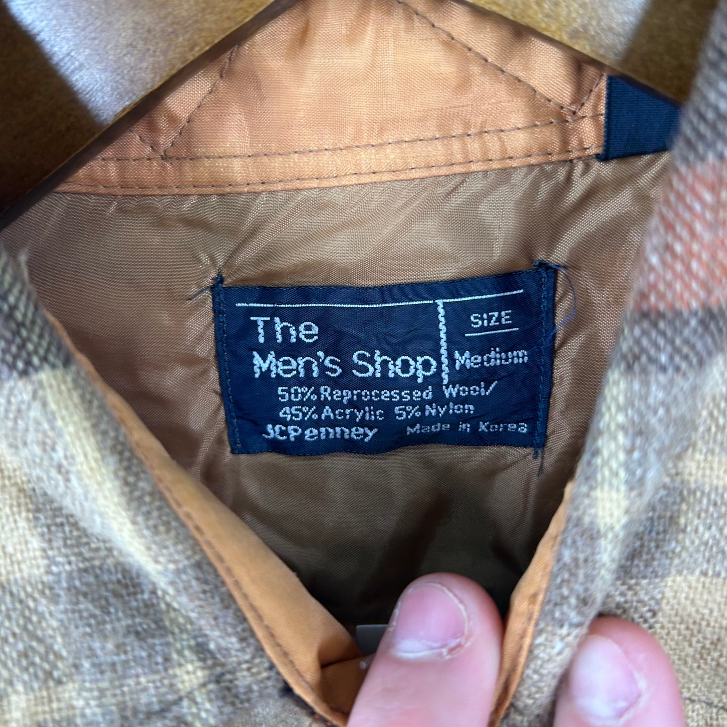 Vintage 80's JcPenny Neutral Plaid Button-Up Flannel (M)