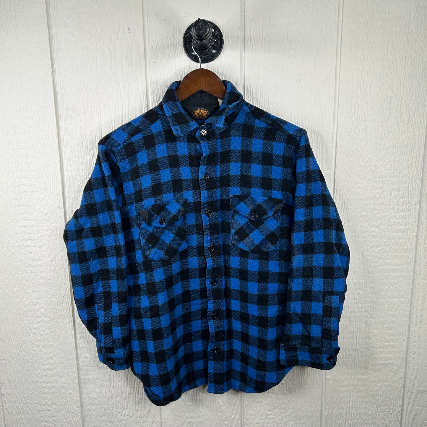 Vintage 80's Wool Plaid Button-Up Flannel (M)