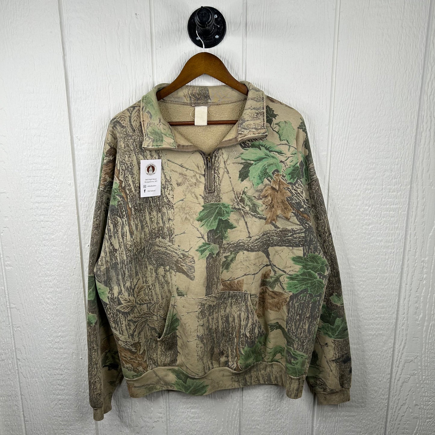 Vintage 90's Faded Camo Quater-Zip Graphic Crewneck (XL)