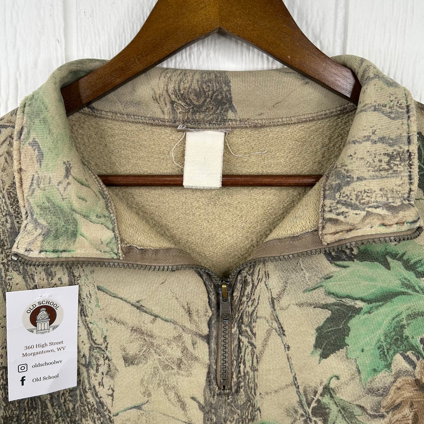 Vintage 90's Faded Camo Quater-Zip Graphic Crewneck (XL)