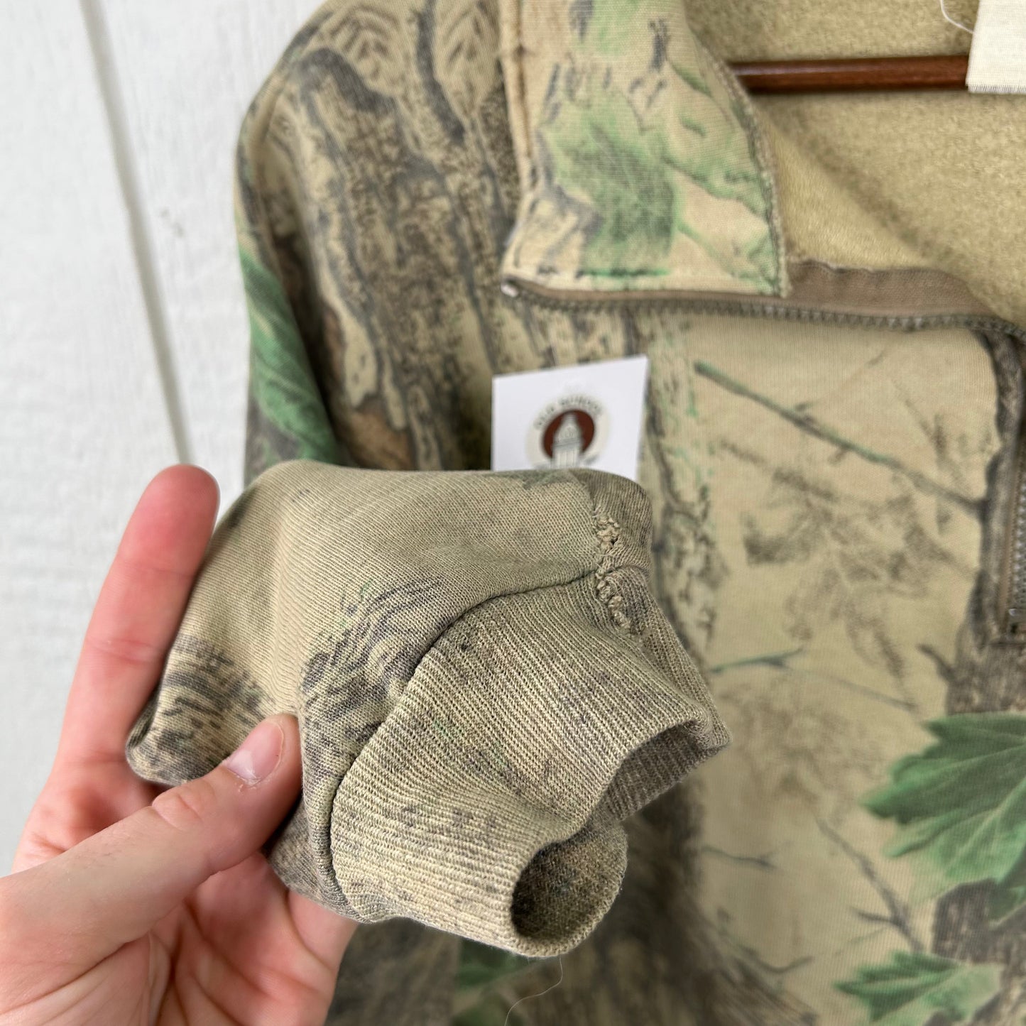 Vintage 90's Faded Camo Quater-Zip Graphic Crewneck (XL)