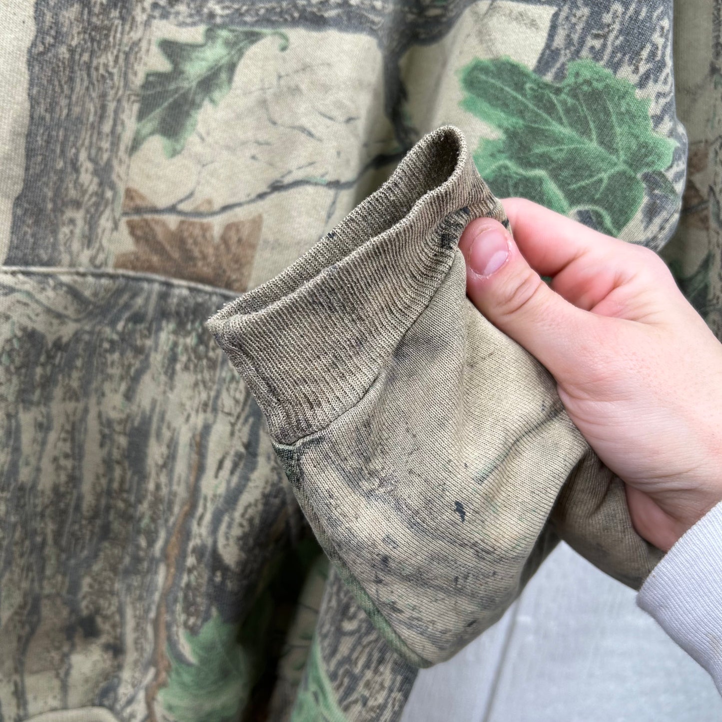 Vintage 90's Faded Camo Quater-Zip Graphic Crewneck (XL)