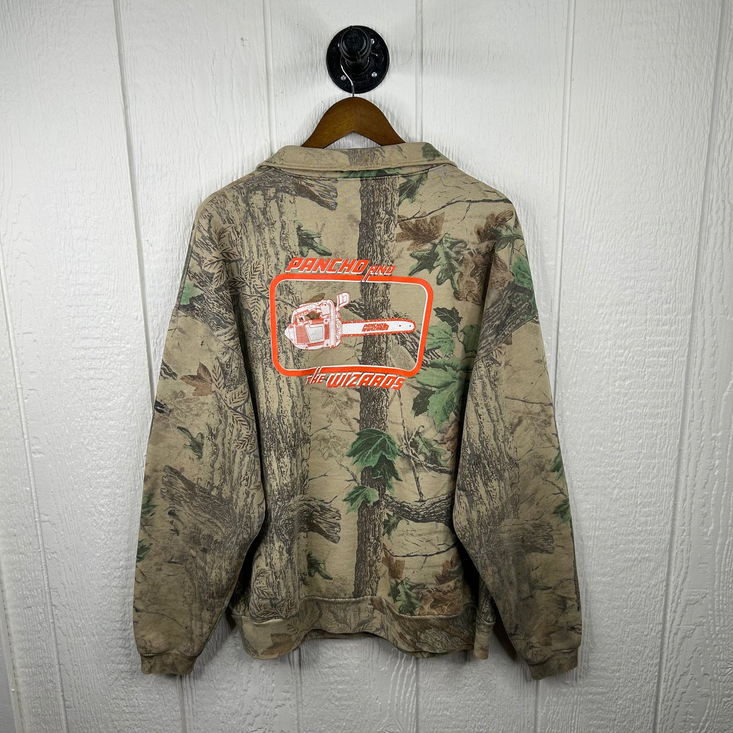 Vintage 90's Faded Camo Quater-Zip Graphic Crewneck (XL)