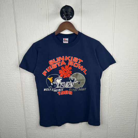 Vintage 1989 Sunkist Fiesta Bowl West Virginia vs Notre Dame Graphic Tee (M)
