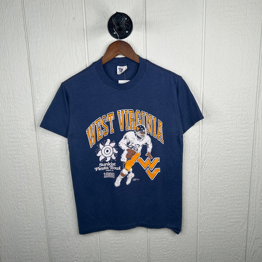 Vintage 1989 WVU Football Sunkist Fiesta Bowl Graphic Tee (M)