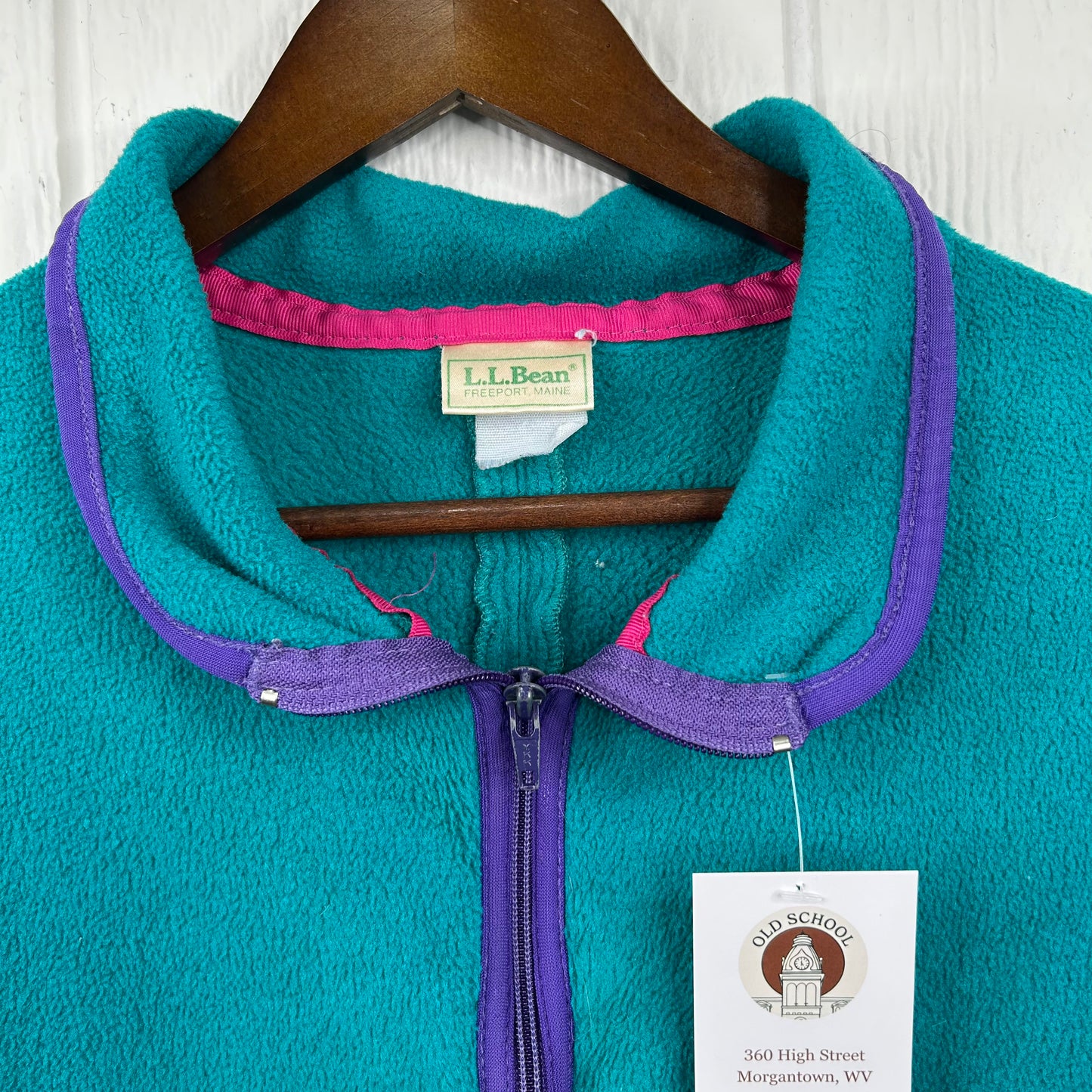 Vintage 90's Teal LLBean Full-Zip Fleece Jacket (XL)