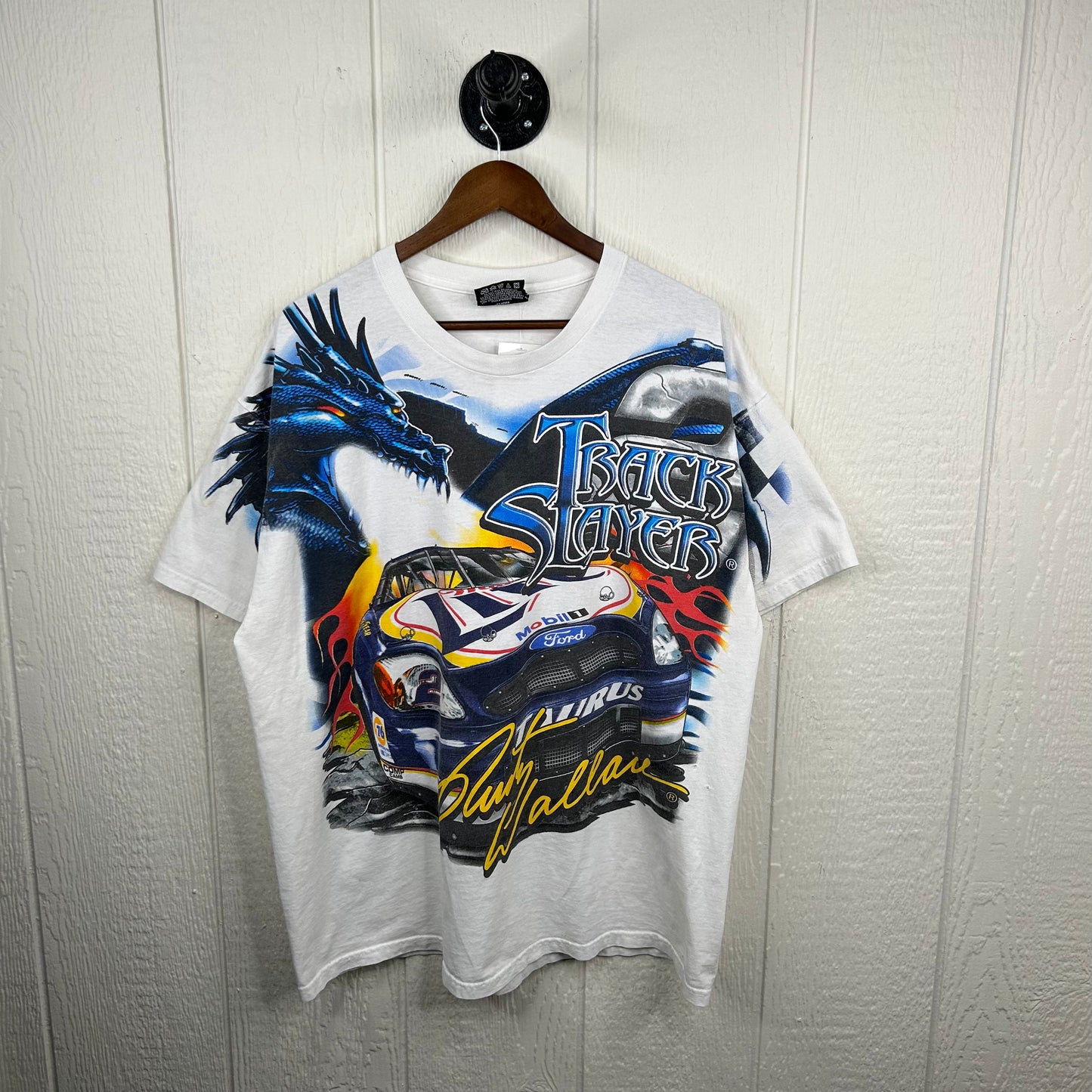 Vintage 90's Track Slayer NASCAR All Over Print Graphic Tee (L)