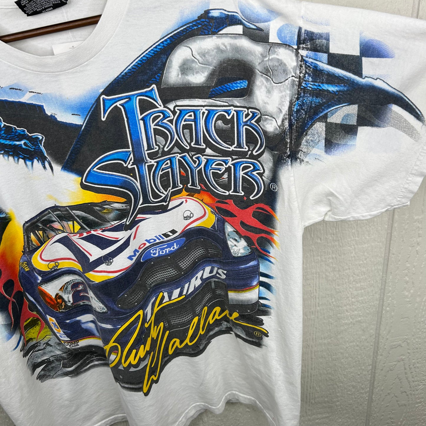 Vintage 90's Track Slayer NASCAR All Over Print Graphic Tee (L)