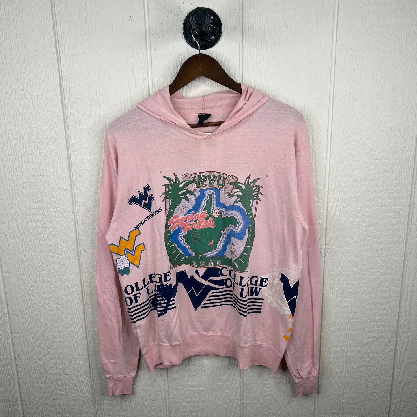 Vintage 80's WVU Spring Break Multi-Print Hoodie (L)