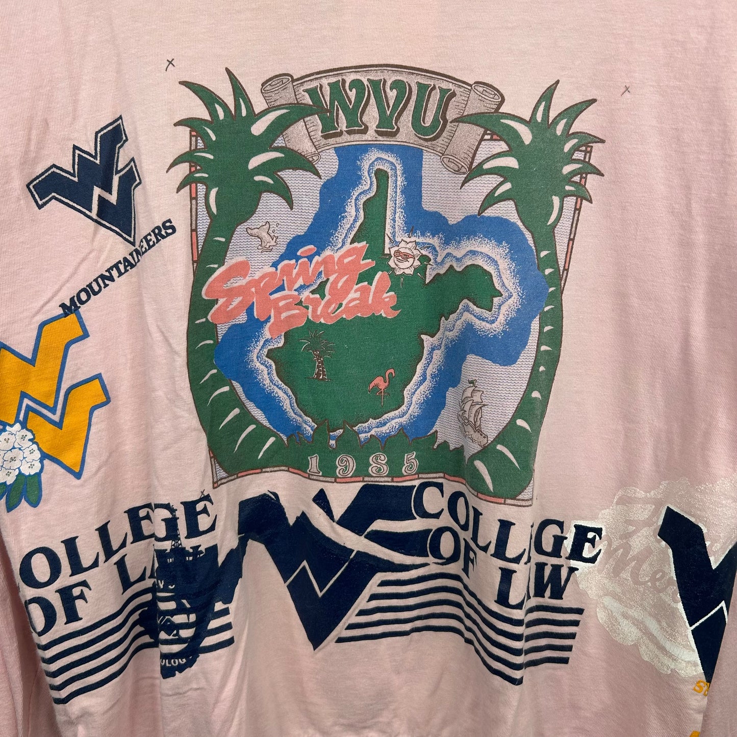 Vintage 80's WVU Spring Break Multi-Print Hoodie (L)