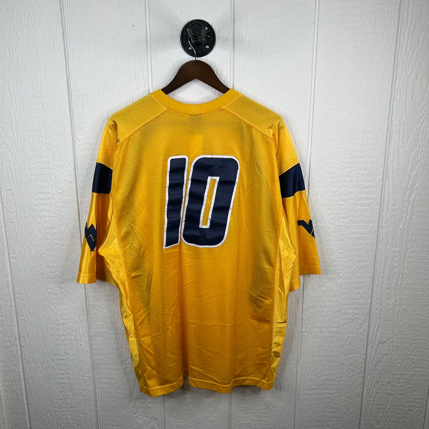 Y2K WVU Number 10 Gold Nike Football Jersey (XL)
