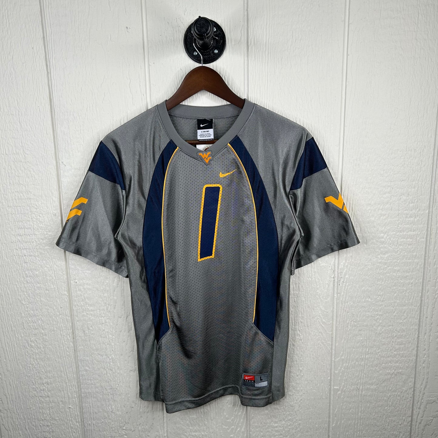 Y2K WVU Number 1 Gray Nike Football Jersey (S)