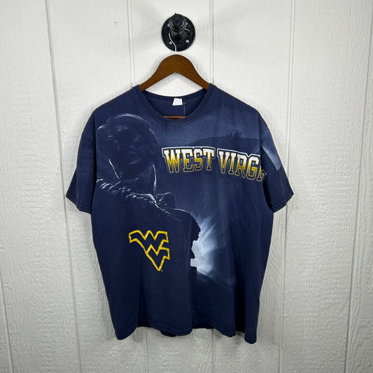 Vintage 90's West Virginia Mountaineers All Over Print Graphic Tee (L)