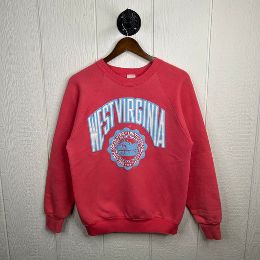 Vintage 90's Bubblegum Pink West Virginia University Seal Crewneck (L)