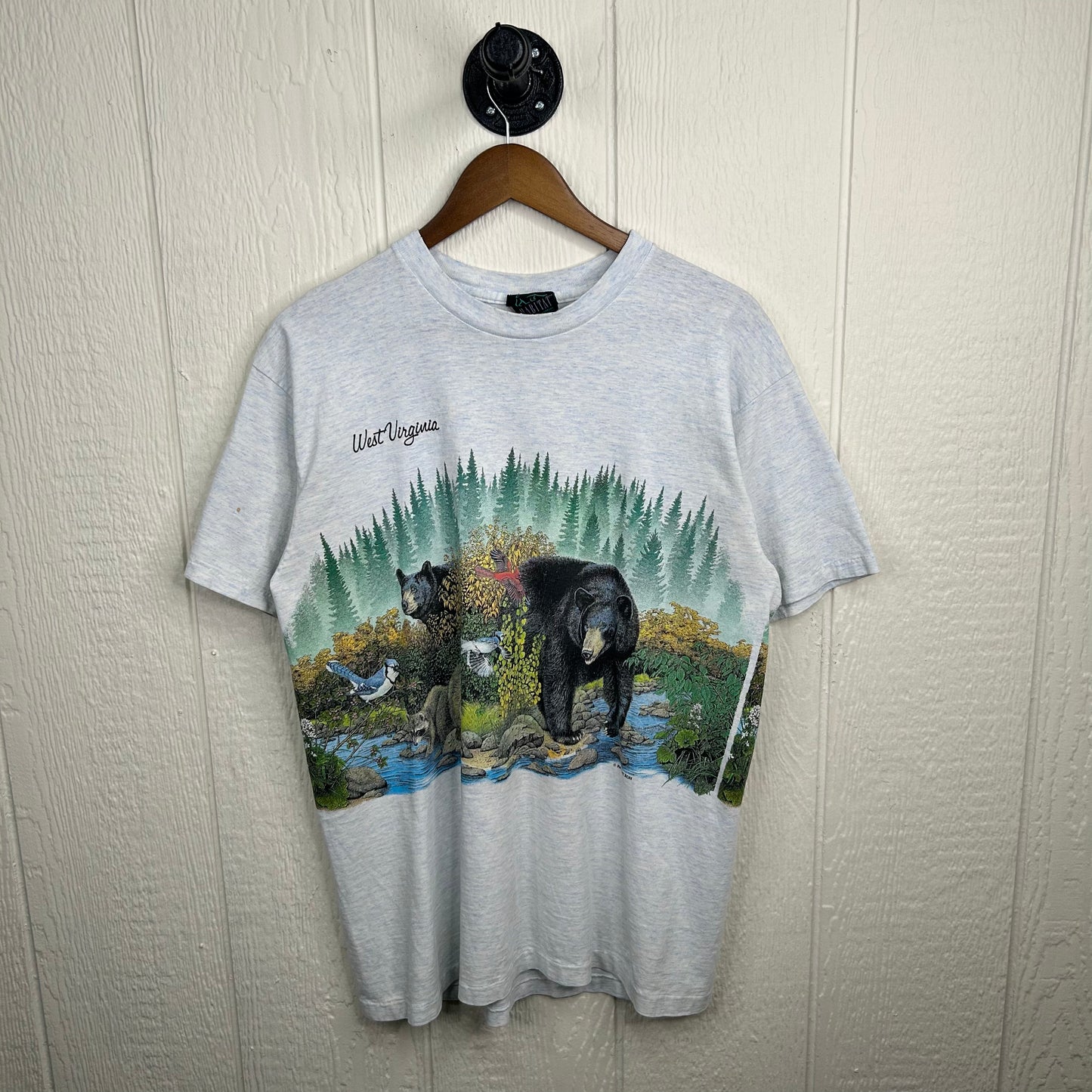 Vintage 90's West Virginia State Animals Nature All Over Print Tee (L)