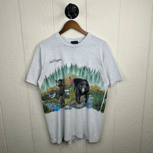 Vintage 90's West Virginia State Animals Nature All Over Print Tee (L)
