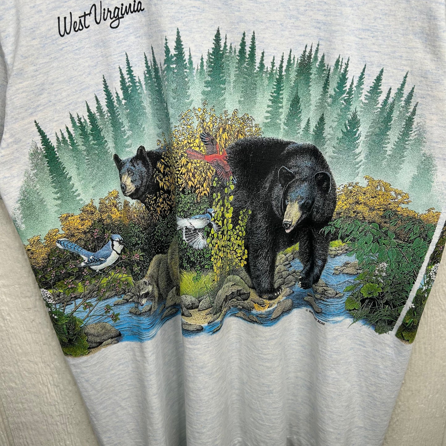 Vintage 90's West Virginia State Animals Nature All Over Print Tee (L)