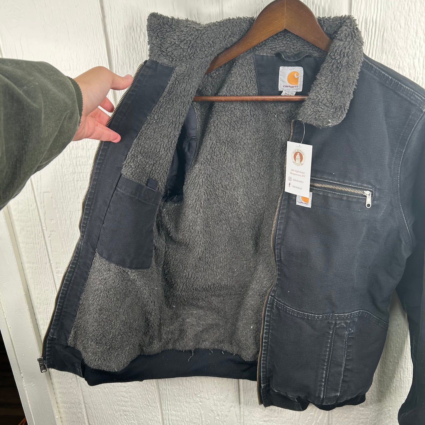 Y2K Sherpa Lined Black Carhartt Jacket (M)