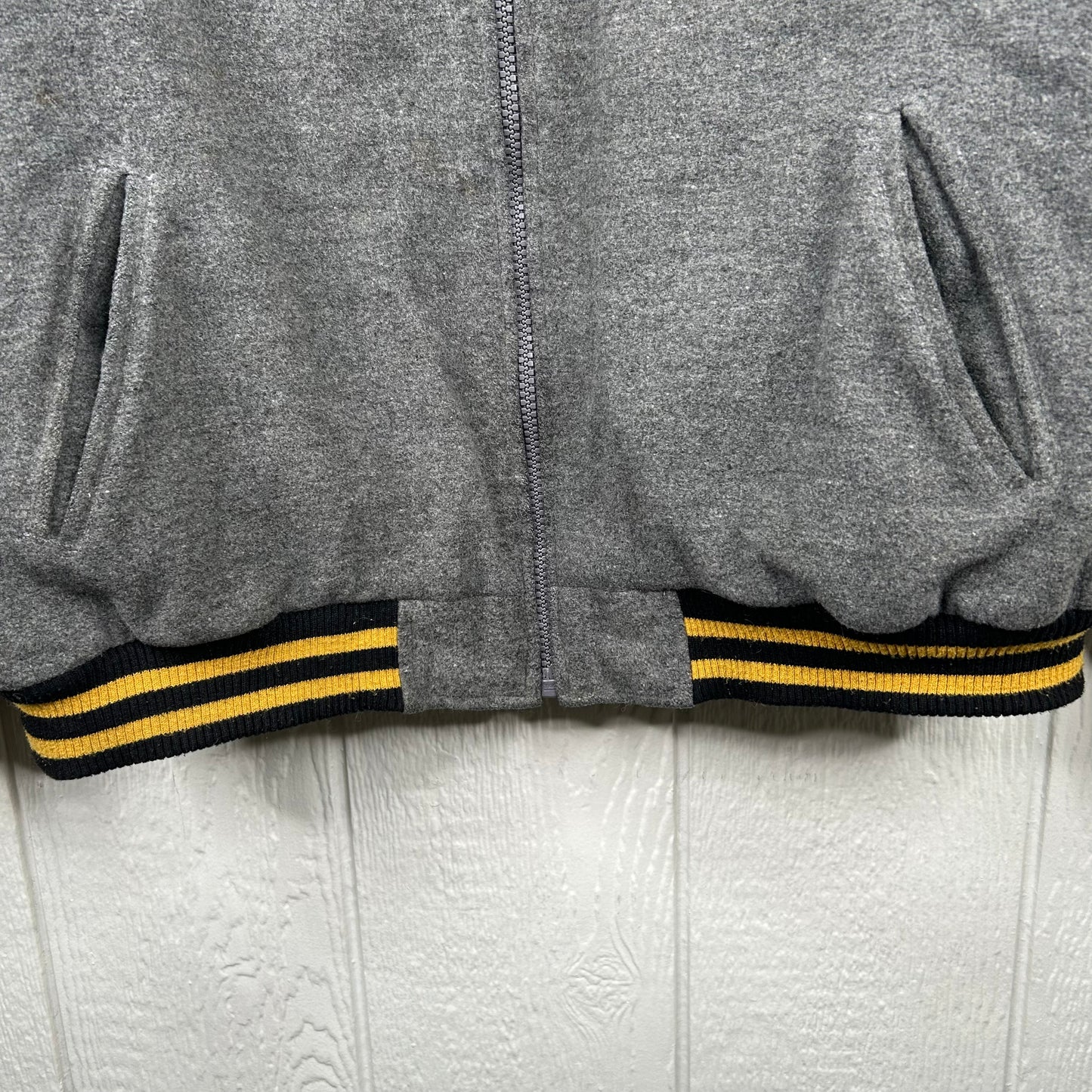 Y2K Pittsburgh Steelers NFL Zip-Up Wool Bomber Jacket (XL)