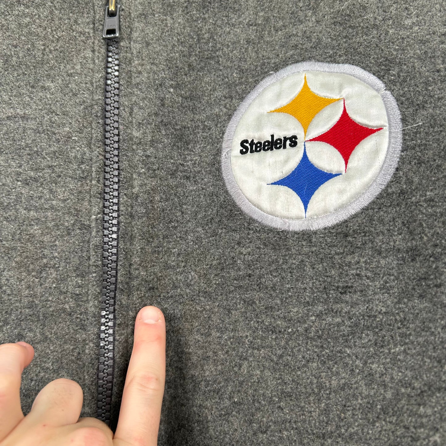 Y2K Pittsburgh Steelers NFL Zip-Up Wool Bomber Jacket (XL)