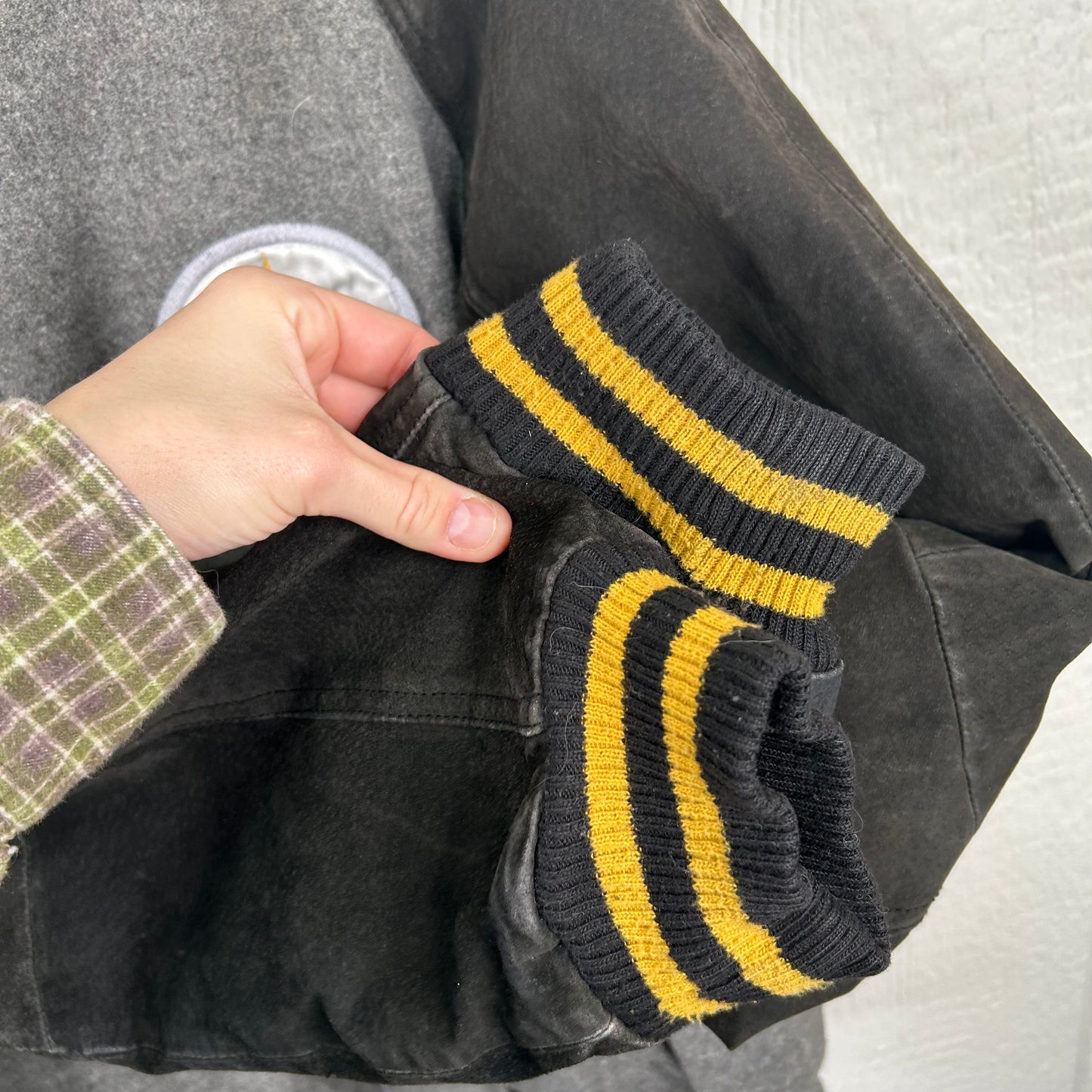 Y2K Pittsburgh Steelers NFL Zip-Up Wool Bomber Jacket (XL)