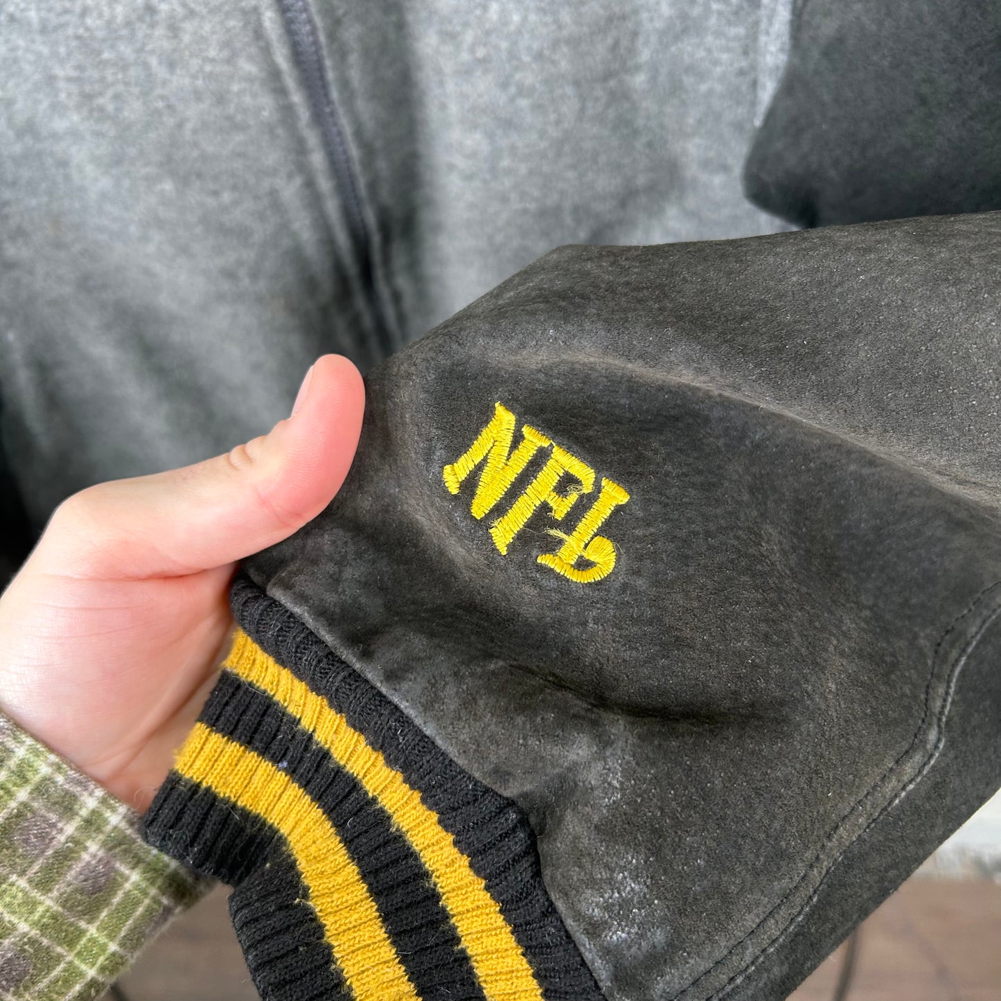 Y2K Pittsburgh Steelers NFL Zip-Up Wool Bomber Jacket (XL)